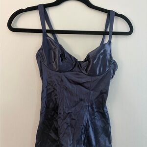 Elegant Navy Satin Chemise